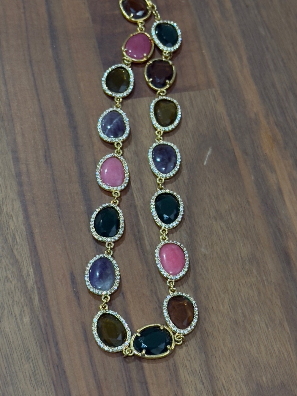 LAUREN RALPH LAUREN MULTICOLOR CRYSTAL PAVE NECKLACE WITHOUT BOX - Picture 5 of 6